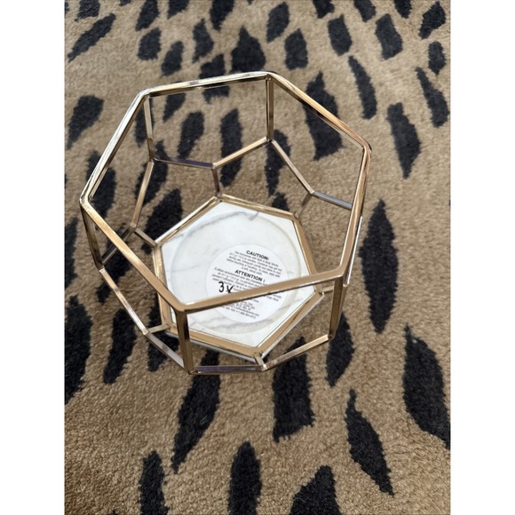 BATH & BODY‎ WORKS GOLDEN DECAGON MARBLE LG 3 WICK CANDLE HOLDER SLEEVE 4318 - Picture 2 of 7
